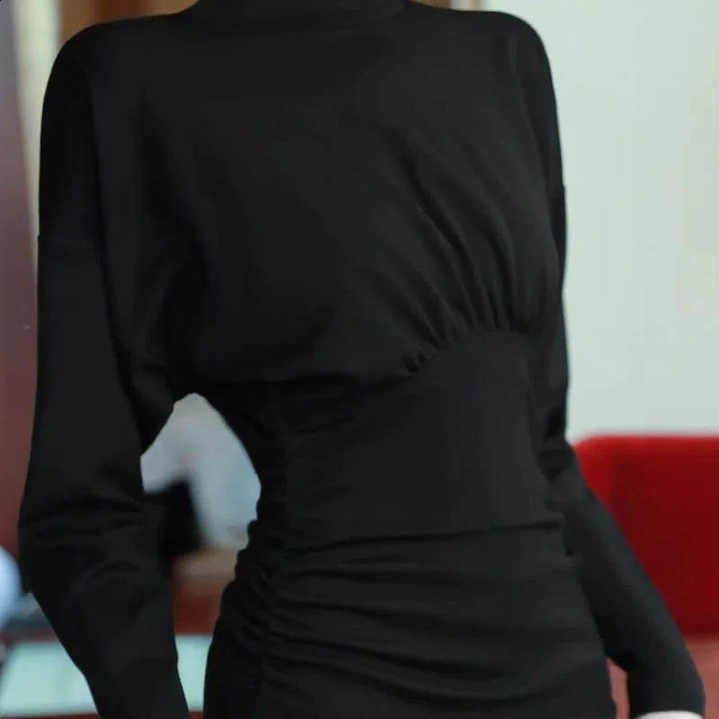 Dress for Autumn and Winter Women Super Revealing Figure Slim Fit Hip Hugging Skirt Standing Collar Waist Cinching Skirt 240819