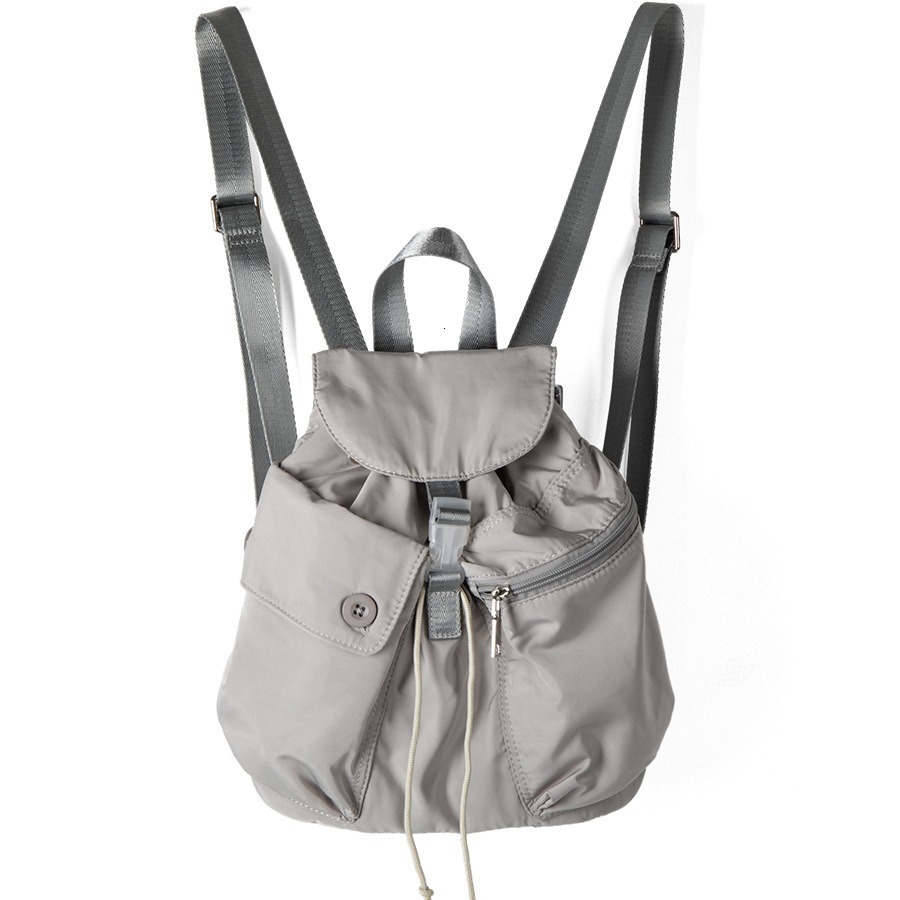 Nylon fabric simple and versatile drawstring backpack for travel, large capacity casual backpack, women's high-end feel, ins style