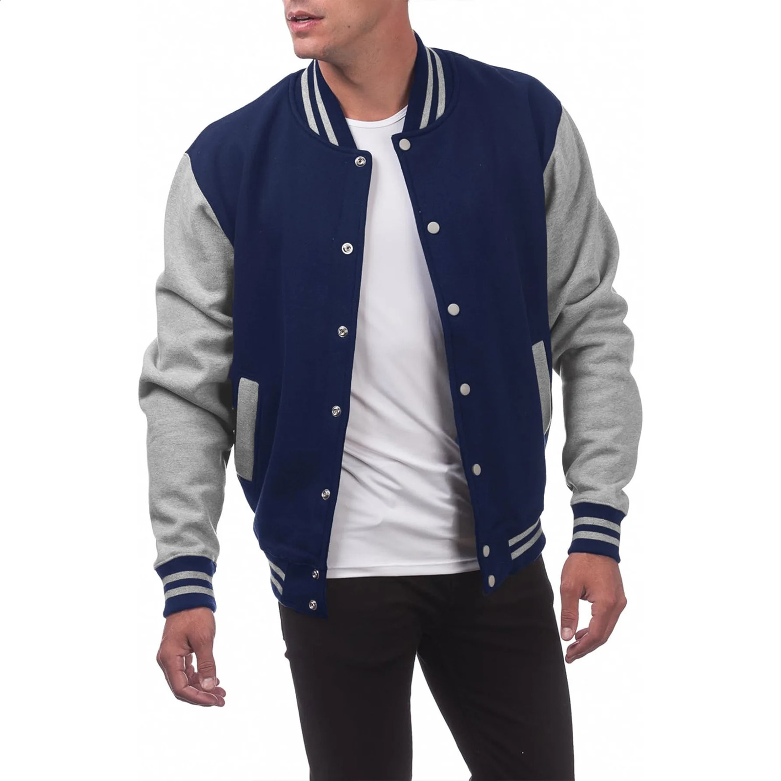 Cross border mens hoodie with wool cardigan jacket button up baseball casual 240819