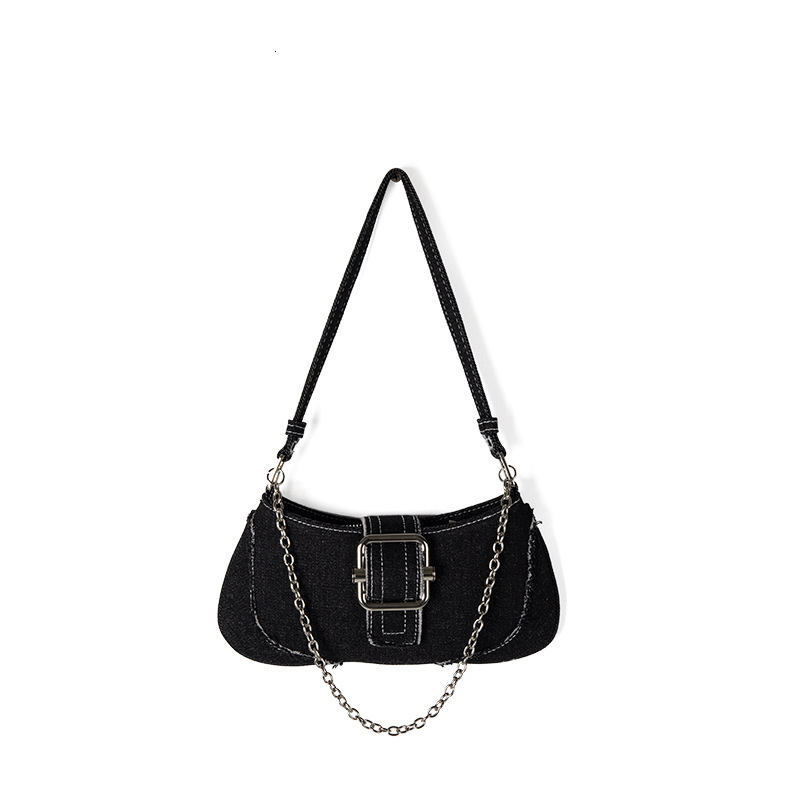 2025S Fashion Designer New Trendy Chain Denim Shoulder Girls High end And Niche Style Underarm Bag Summer Versatile For Women
