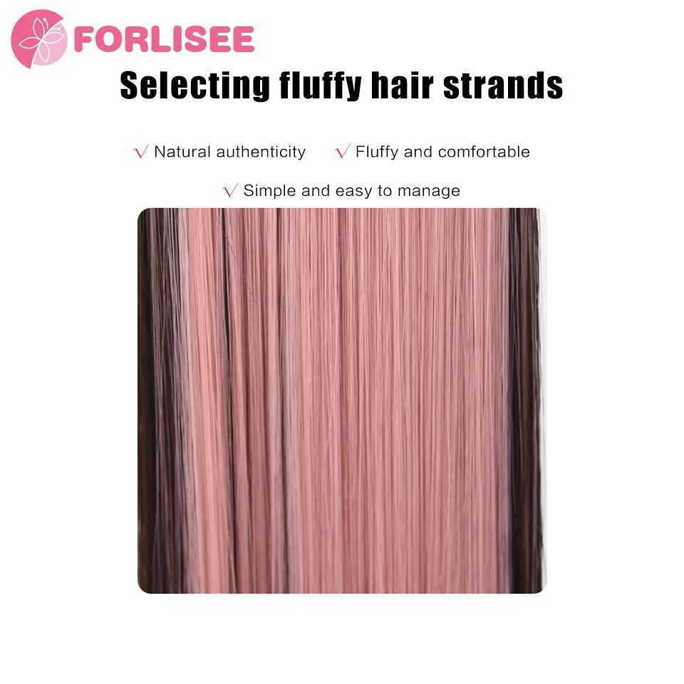 FORLISEE synthetic wigs ponytails long straight hair natural straight hair high gloss hair and tail fiber wigs can be paired with low ponytails W24081