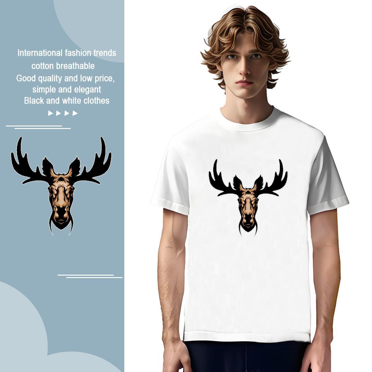 High Quality T-Shirts for Men deer Short Sleeve Soft Daily Wear DIY Printed 100% Cotton 230g Men Tops Tees Designer Top Tees
