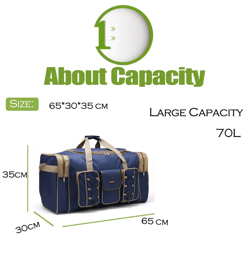 70L Waterproof Nylon Luggage Gym MountaBags Outdoor Travel Bag Large Traveling For Mountaineering Travel Dufflel Sport Handbags 240819