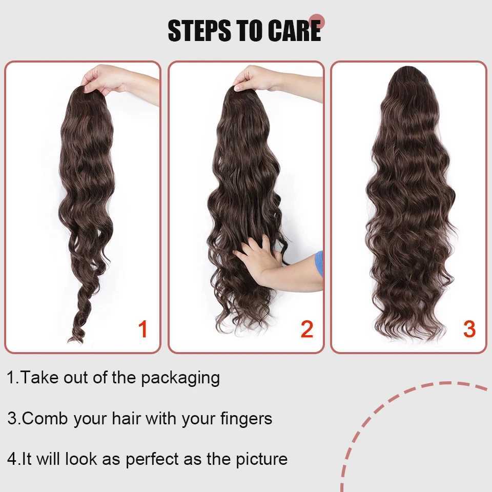 I am a Wig synthetic long wave ponytail with hair synthetic brushed ponytail and black female black wavy ponytail W240817