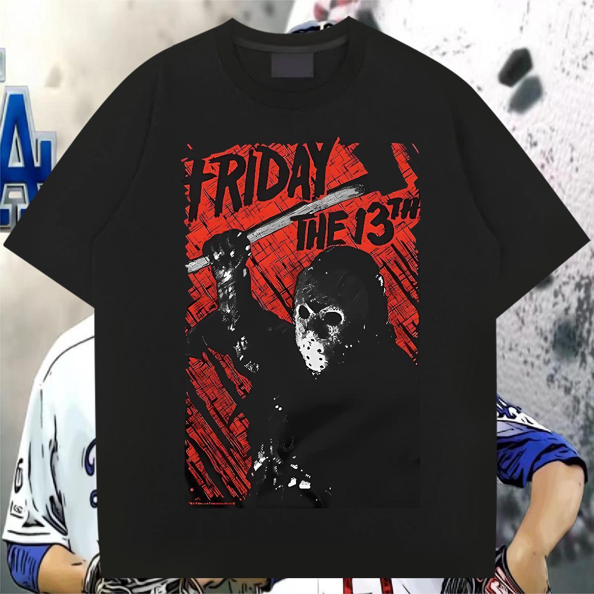 2024 scary Men Tshirts 230g Pure Cotton Man T Shirts Custom Anime Casual O Neck Short Sleeves High Quality Tee Shirt