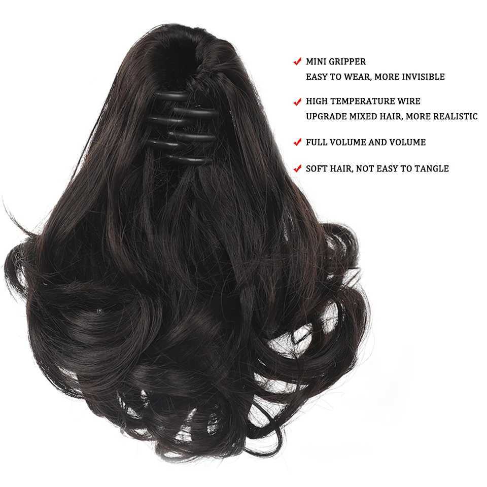 Synthetic curly Ponytail Hair Extension Short Curly Wave Ponytail Female Claw Clip Ponytail High Ponytail Wig Natural H W240817