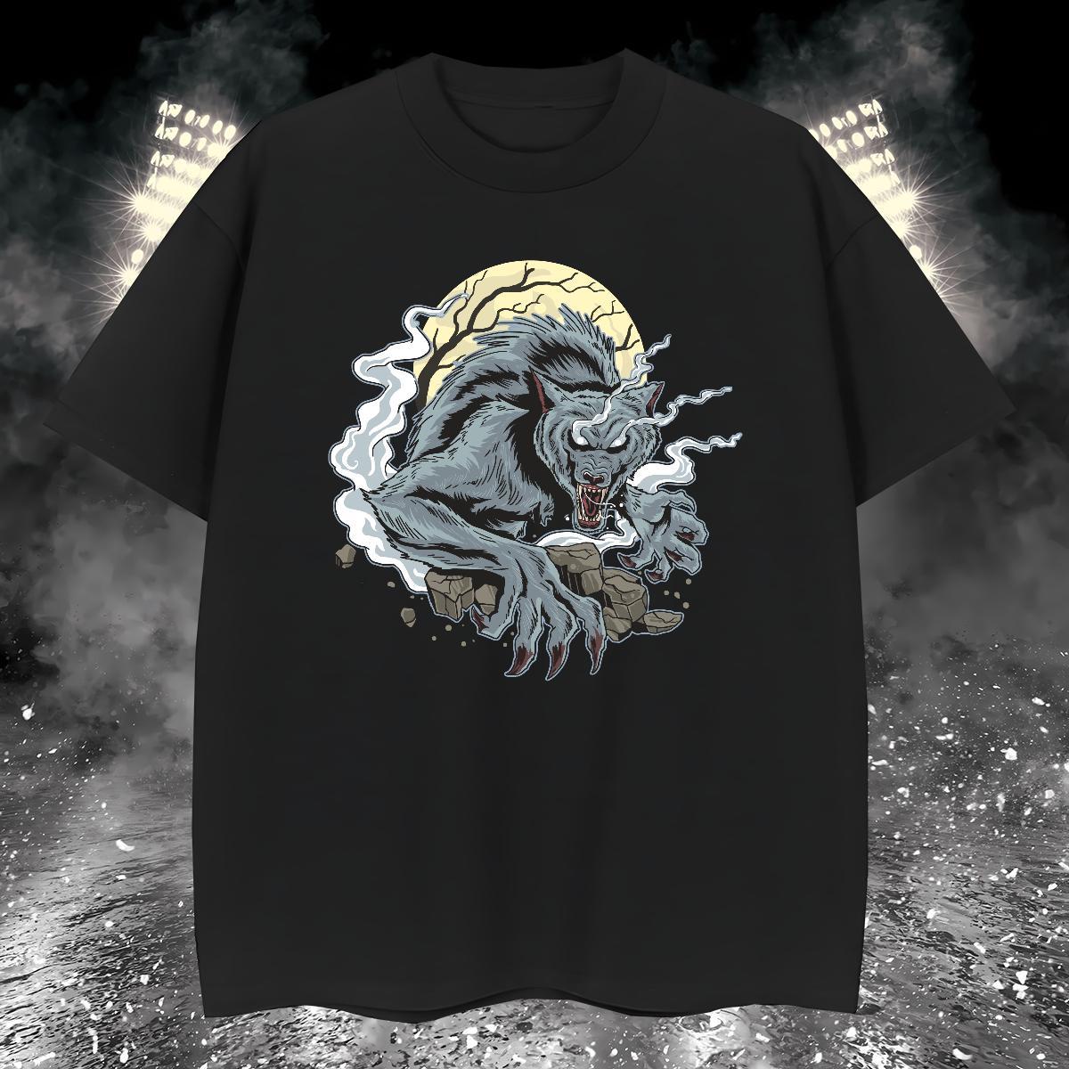 Classic Men T Shirts wolf Short Sleeve O-Neck Summer Casual White Plus Size 100% Cotton 230g Mens Tshirts Classic Casual Tops Tees