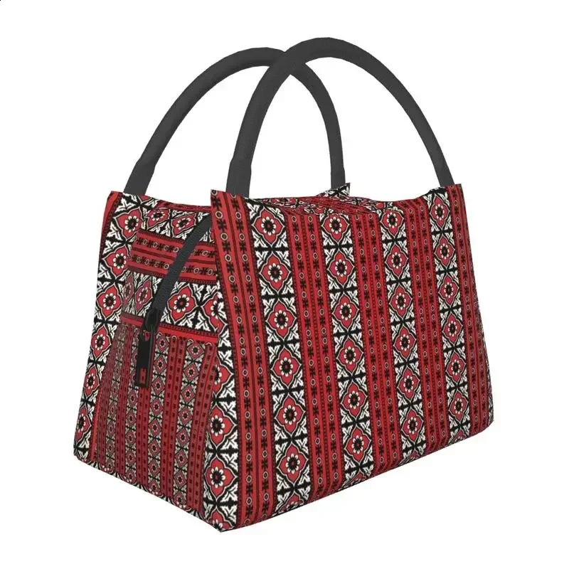 Traditional Sindhi Ajrak Print Insulated Lunch Bag for Women Pakistan Ethnic Art Thermal Cooler Lunch Tote Office Picnic Travel 240819