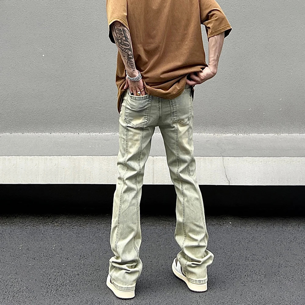 Skinny Jeans Men Ripped Slim Vintage Distressed Street Pantalones Hombre Wide Leg Fit Summer Trousers Streetwear Y2k Denim Pants 240819