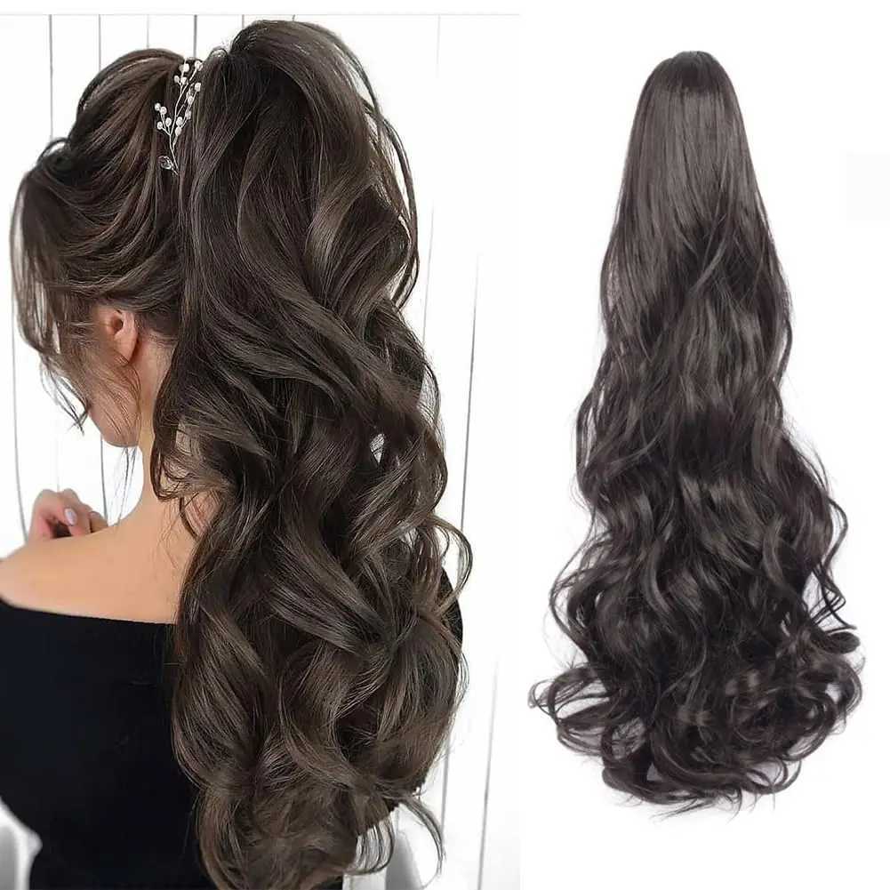 24 inch synthetic wig ponytail long claws curly waves natural cutting machine specially made for womens daily parties W240817