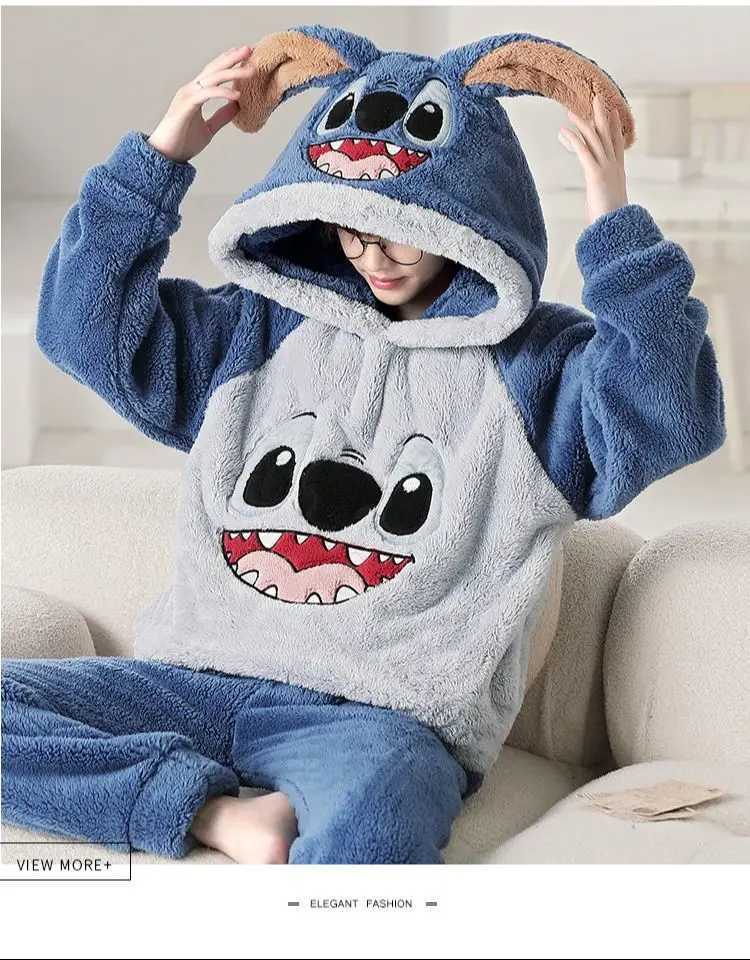 2024 New Winter Mens Pajama Set Coral Velvet Cute Cartoon Pajama Wool Casual Long Sleeve Mens Pajama Thick Warm Home ClothesW240719