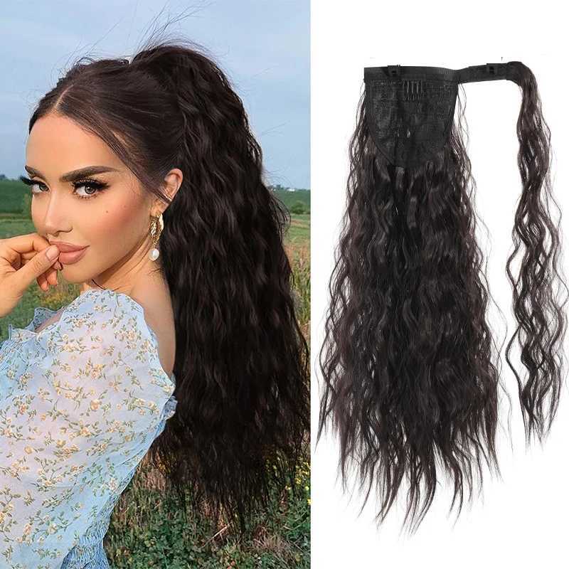 Corn wave ponytail extension pack long curly wave ponytail synthetic ponytail 18 inch female hair W240817