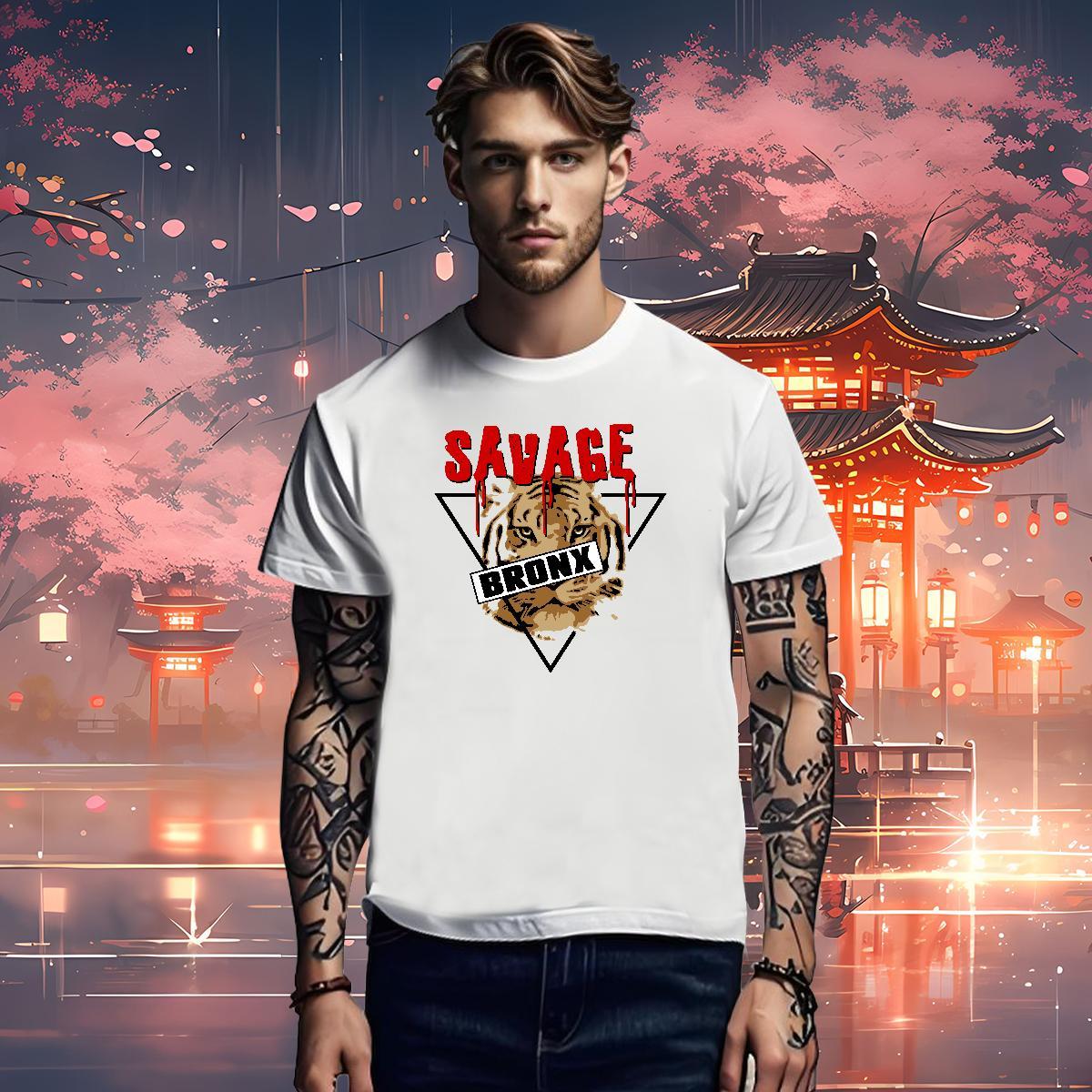 Classic Couples T Shirts tiger Street Casual 230g Pure Cotton Tees Breathable Popular T Shirt For Man Cartoon Printing L-4XL