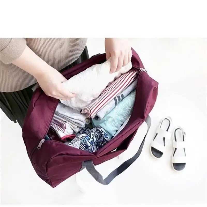 1Pc Red/Navy/Green Multifunctional Folding Travel Bag Single Shoulder Hand Luggage Bag Large Capacity Luggage Storage Waterproof CL240820