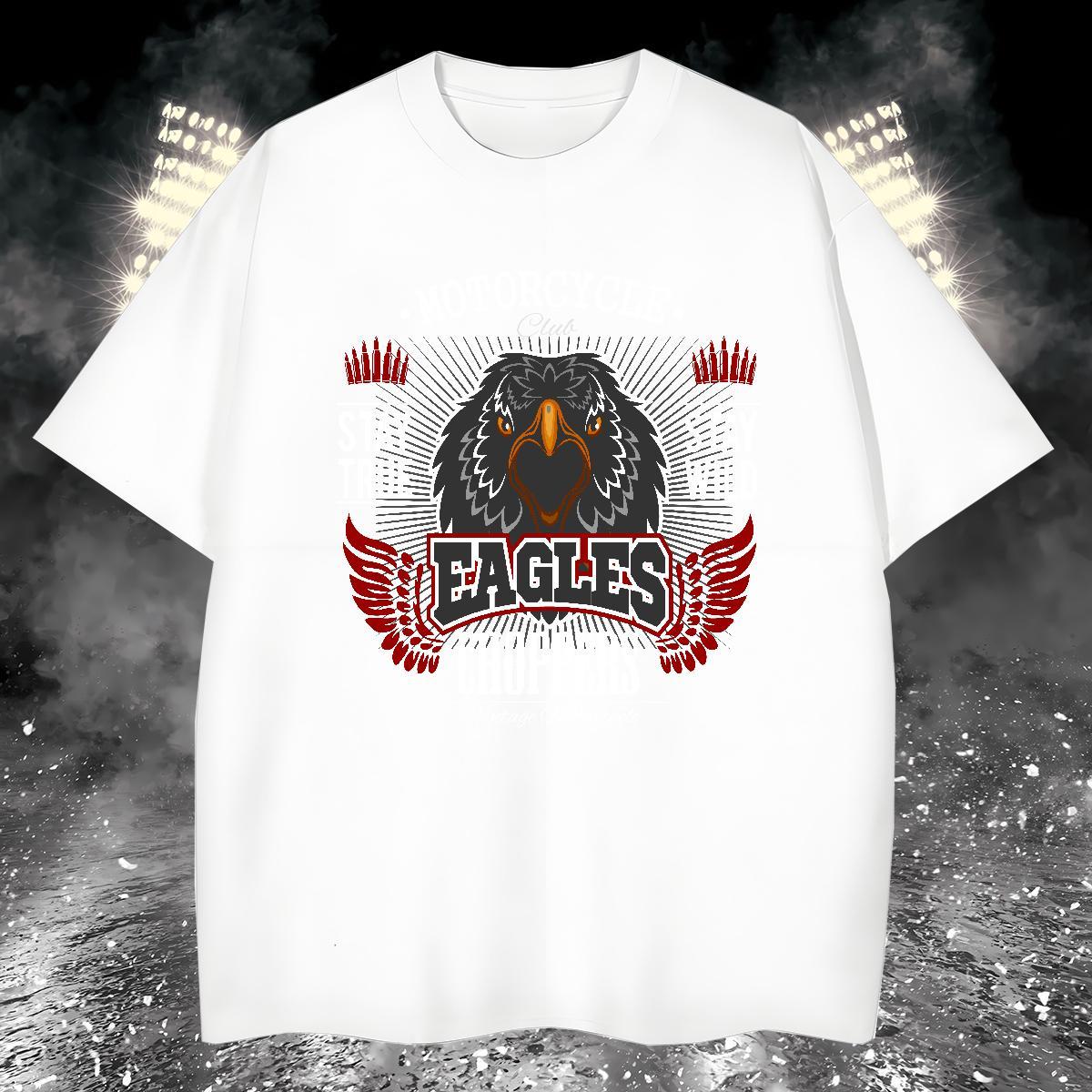 T-Shirts 230g Cotton eagle Hip Hop Street Crew Neck Custom Big Size Tshirt for Man Woman 2024 Summer Cool Design Tops