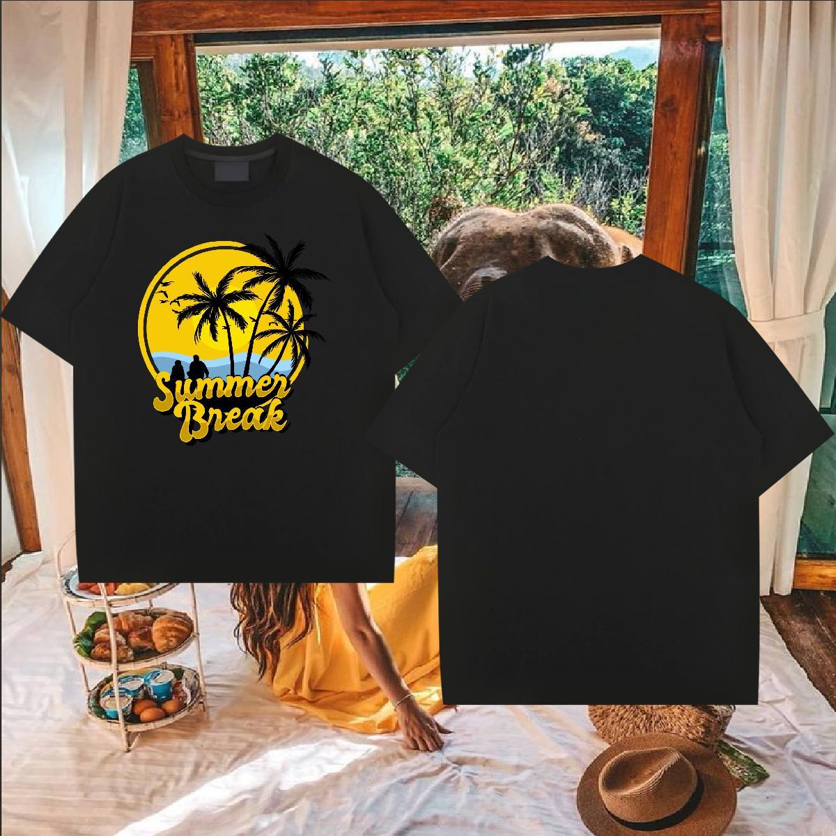 Factory Direct Men Clothes T-Shirt tree Beach 230g Pure Cotton Polos Breathable Crew Neck High Quality Mens T Shirts Anime Print