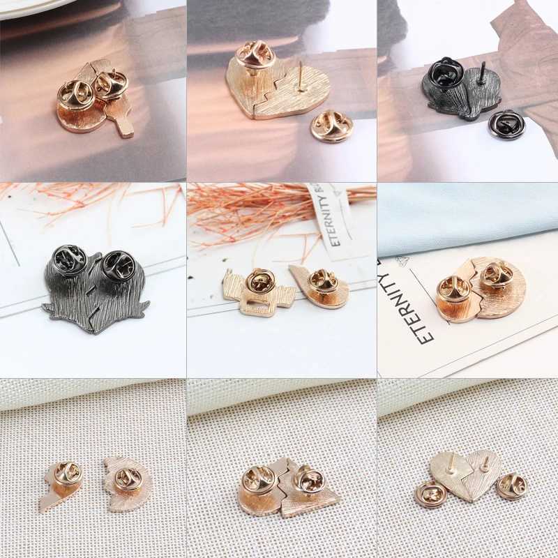 9 heart shaped brooch sets 2PCS/set cartoon enamel brooch suitable for couples best friends beer glasses pizza earth emblem pockets denim jewelry gift