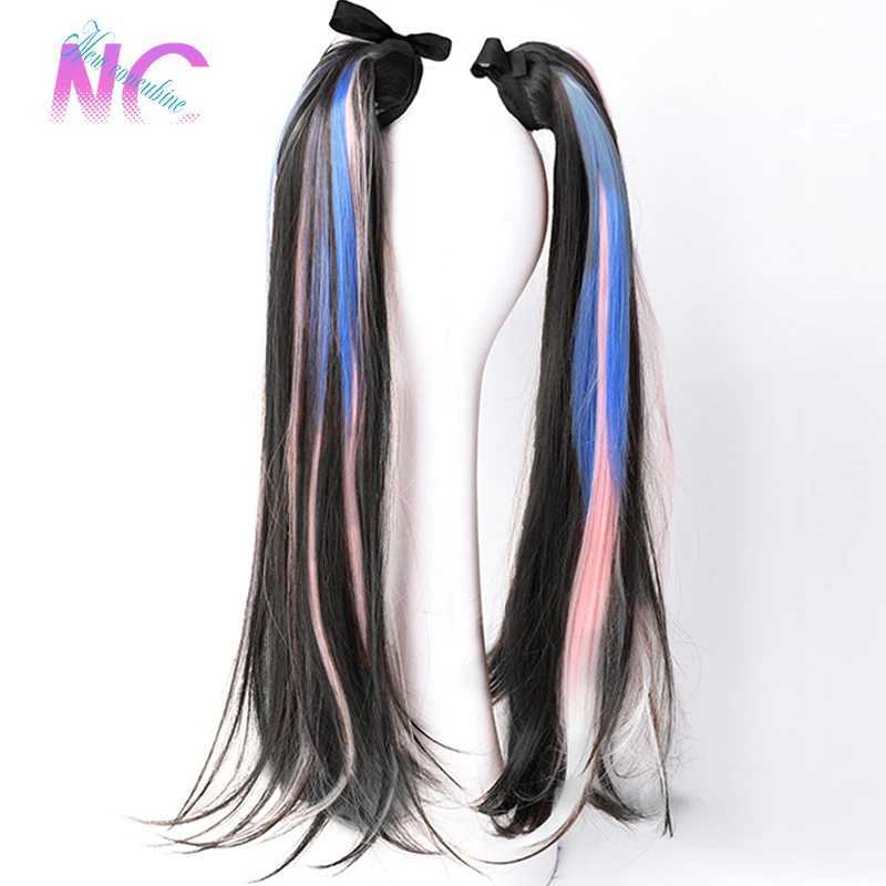 New womens ponytail hair extension synthetic wig suitable for womens natural black smooth small ponytail headband W240817