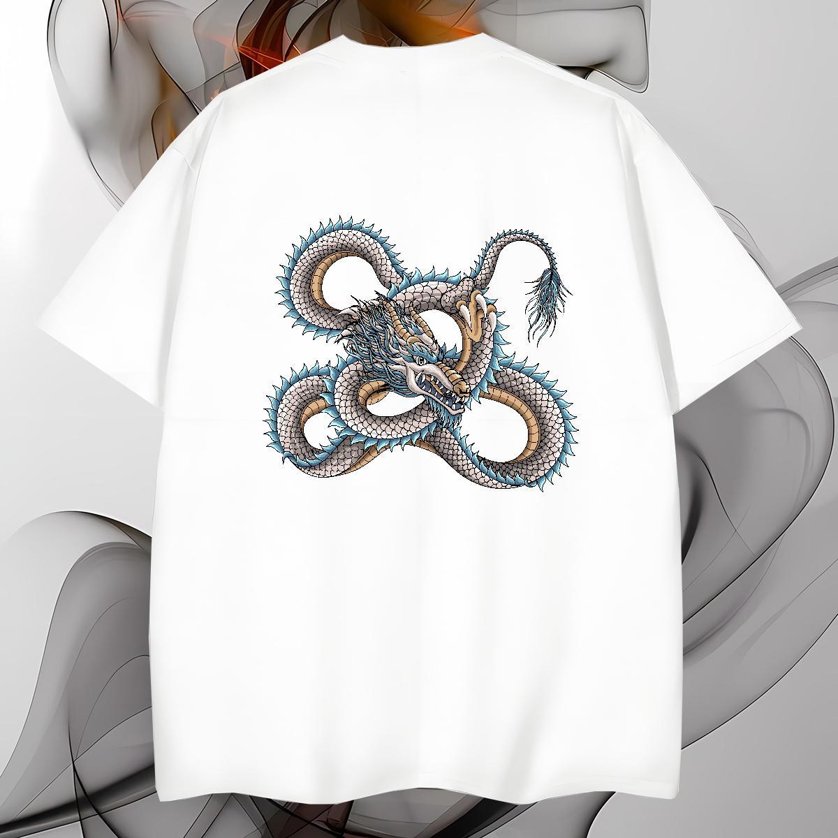 T Shirt For Man 230g Pure Cotton dragon Street wear Hip Hop Breathable Crew Neck Plus Size Custom Men Clothes T-Shirt Brand Cool Design Tops