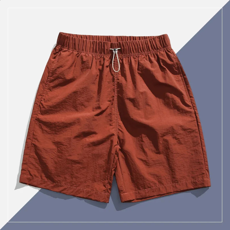 Japanese retro polyamide fabric mens summer thin five point beach pants bathroom 240819