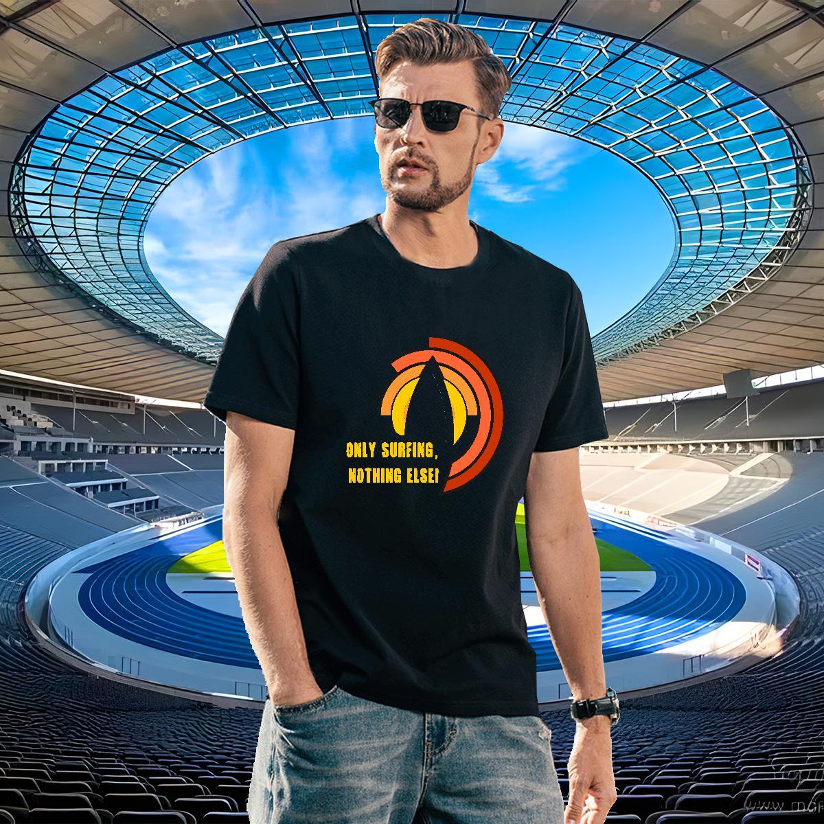 Free Shipping Men Tshirts Casual Beach 230g 100% Cotton Skull Crew Neck wave T Shirts Men Classic Tees Shirts
