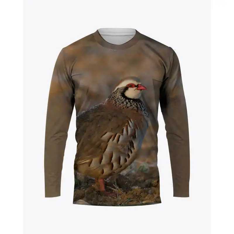 Camouflage Hunting Animals Quail Print Summer Mens O-Neck T-shirt Casual Long Sleeve Oversized Pullover Fashion Men ClothingXJ240819