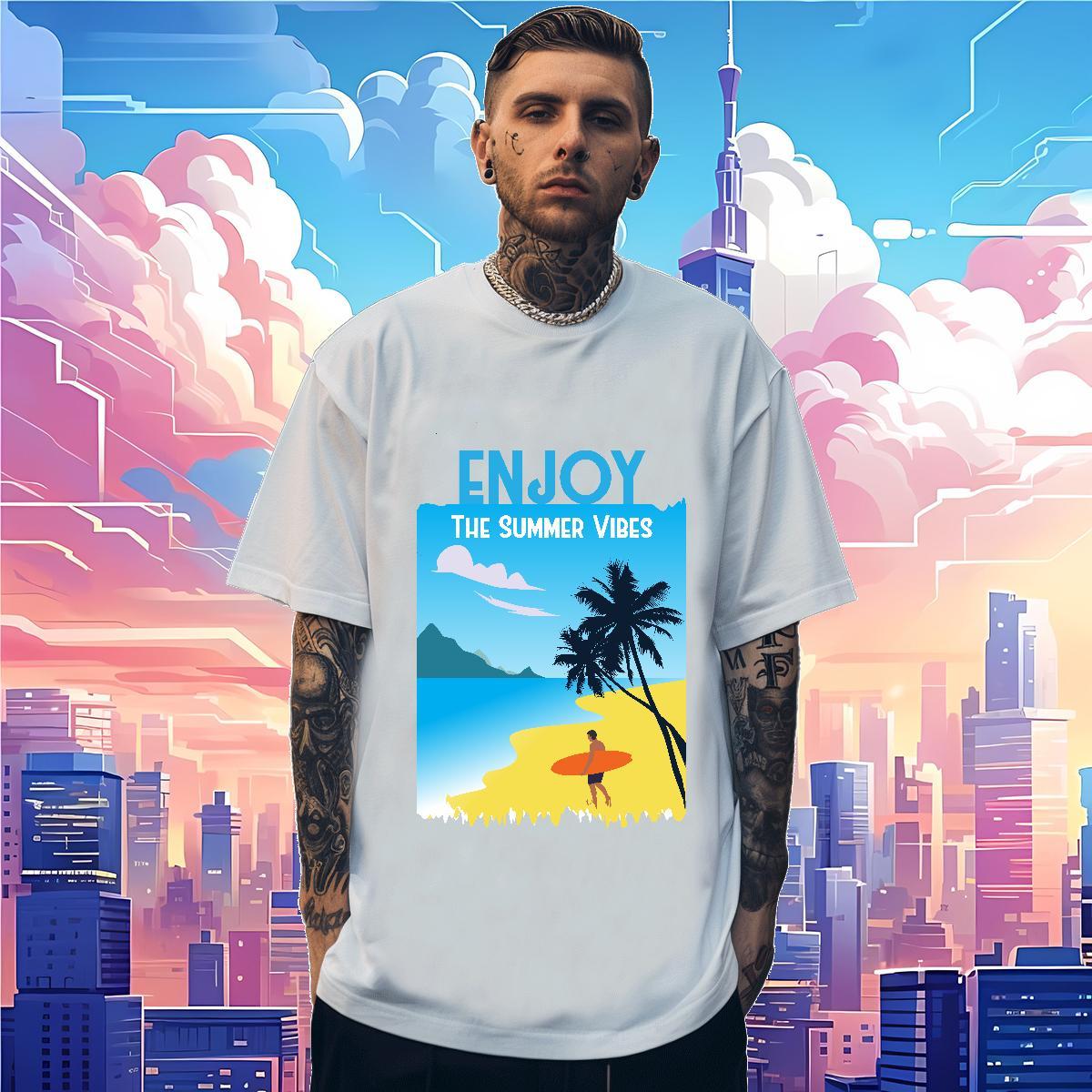 Cool beach 230g Cotton Men Tees Casual O-Neck Short Sleeve T-Shirts Customized Asian Size Wear