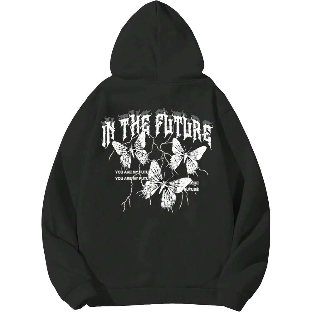 Hoodie for Mens Womens Graphic Hoodies Y2K Floral Slogan Print Drawstring Kangaroo Pocket Pullover Sweatshirt Hoodies sweatshirt pullover jacket Long 