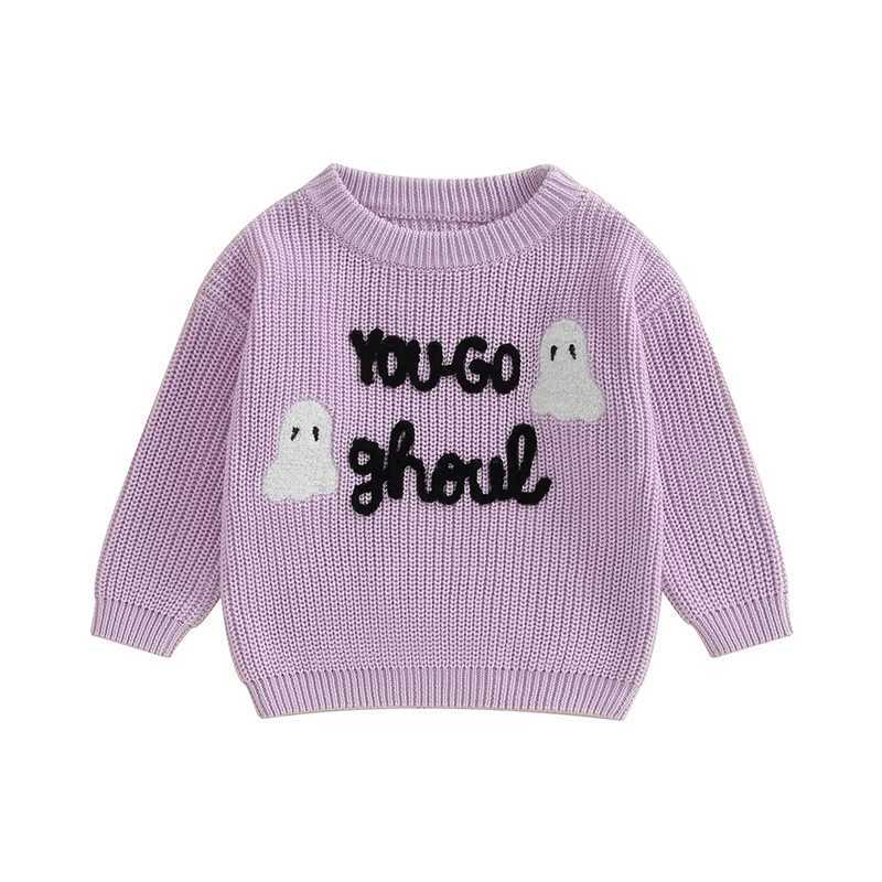 Citgeett Autumn Halloween Kids Baby Girl Sweater Letters Embroidery Warm Knitted Long Sleeve Pullover Knitwear ClothesXJ240819