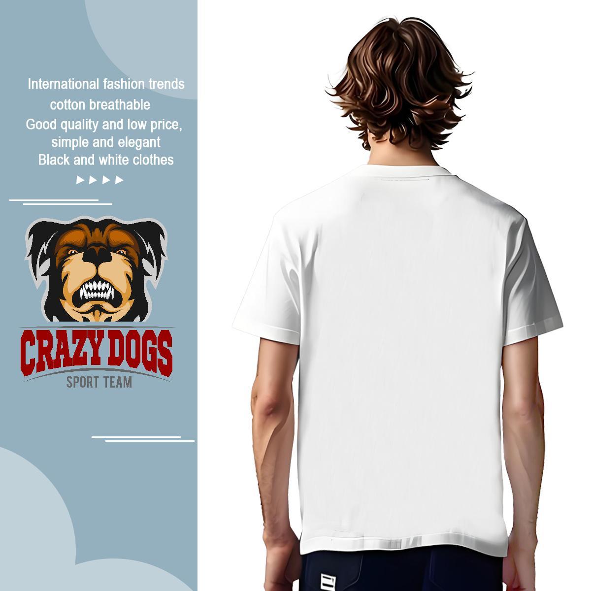 Free Shipping Mens T Shirts crazy dog Breathable Crew Neck Home Outdoor Custom Print Oversized 230g 100% Cotton Men Clothes T-Shirt Fashion Casual Pol