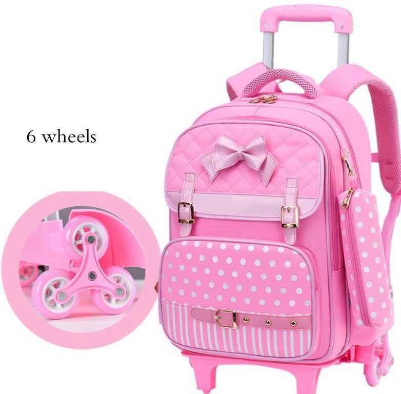 Children School Wheeled Backpack For Girls Trolley School Backpack School Wheeled Backpack Kids School Bag With 2 Wheels 6 WheeL Y240820