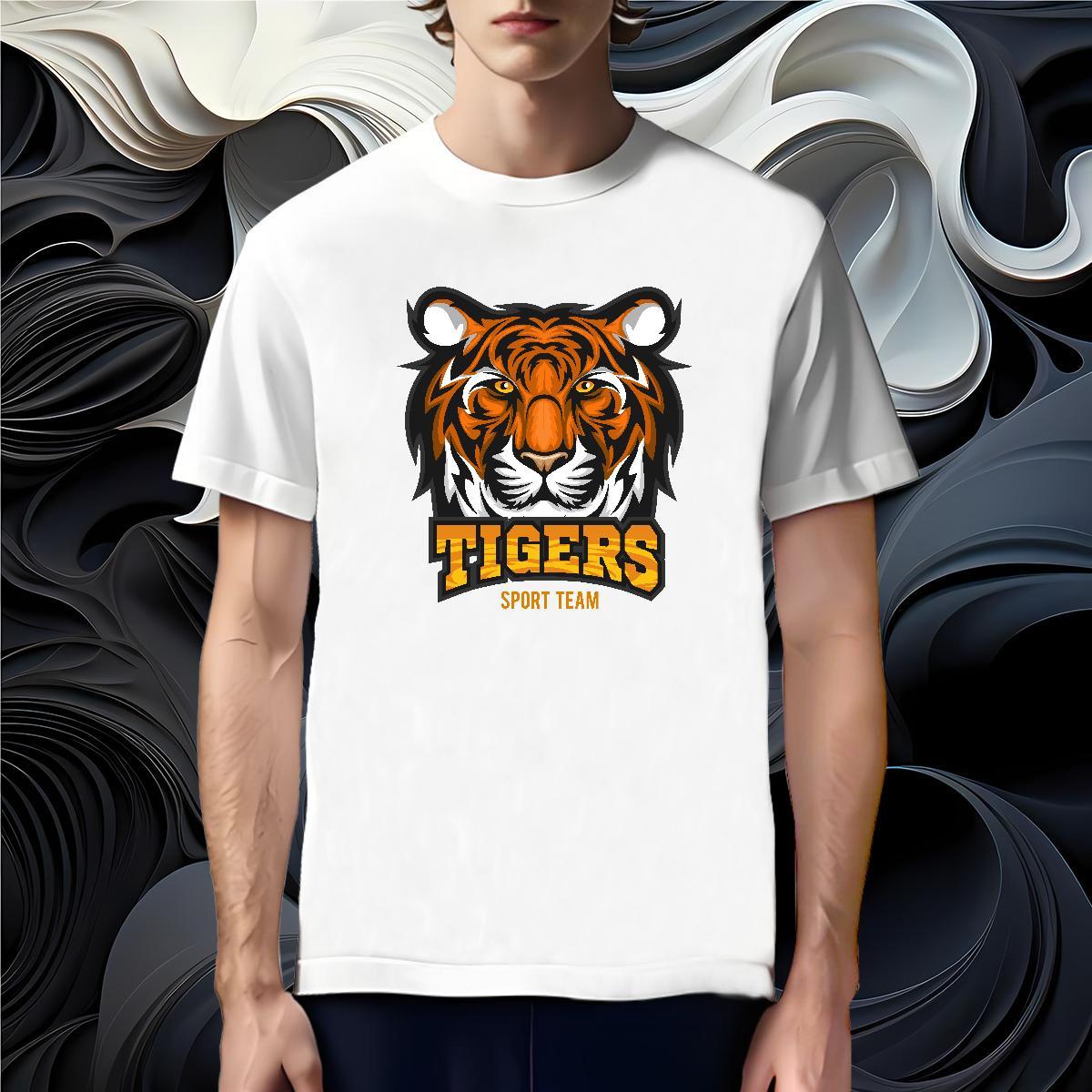 Cool Design T shirt tiger Short Sleeve O-Neck Summer Casual Anime Print 230g 100% Cotton Men Clothes T-Shirt Fashion Design Polos