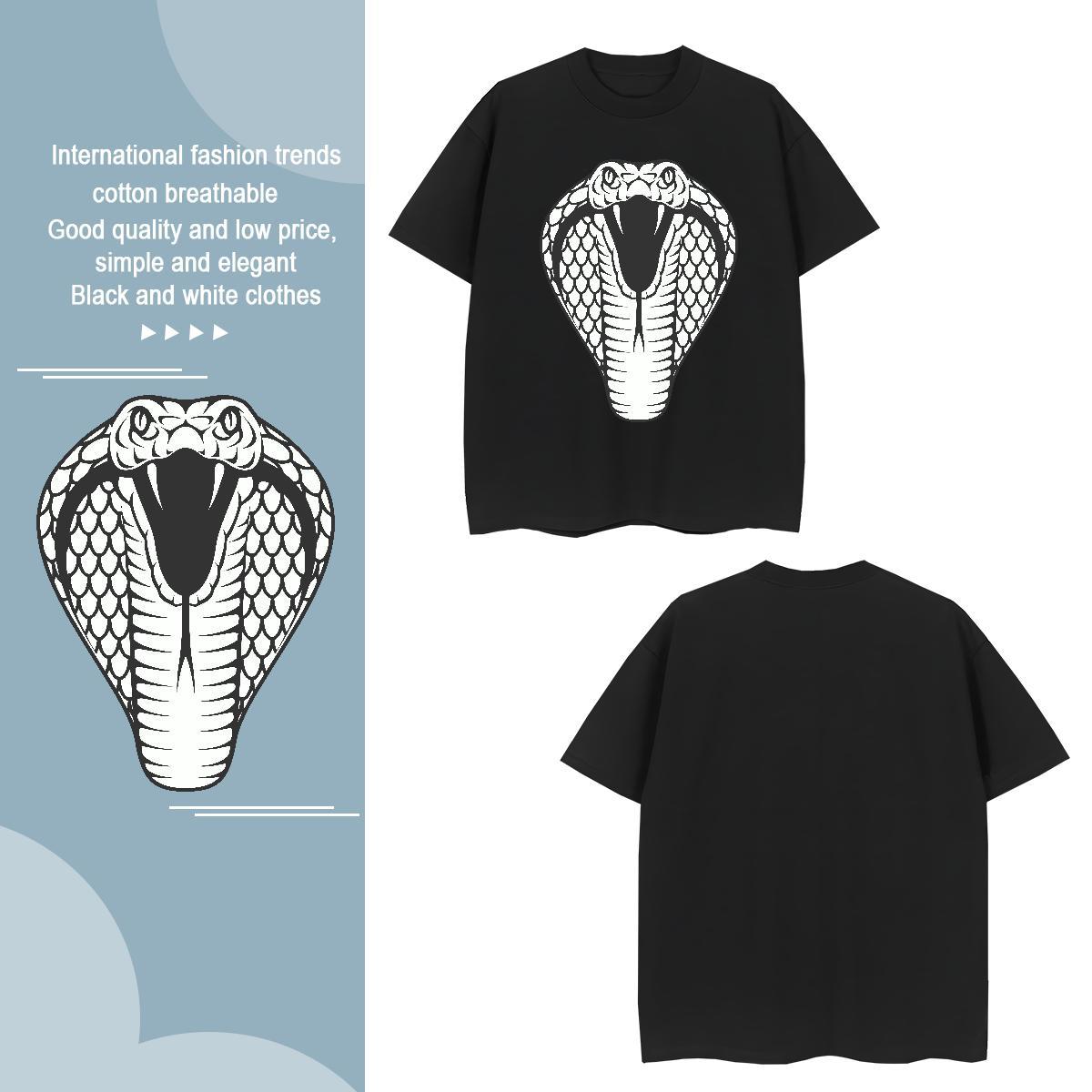 T-Shirts for Men 230g 100% Cotton cobra Daily Wear Breathable Crew Neck DIY Logo Oversized Mens Tshirts Fashion Casual Loose Tees