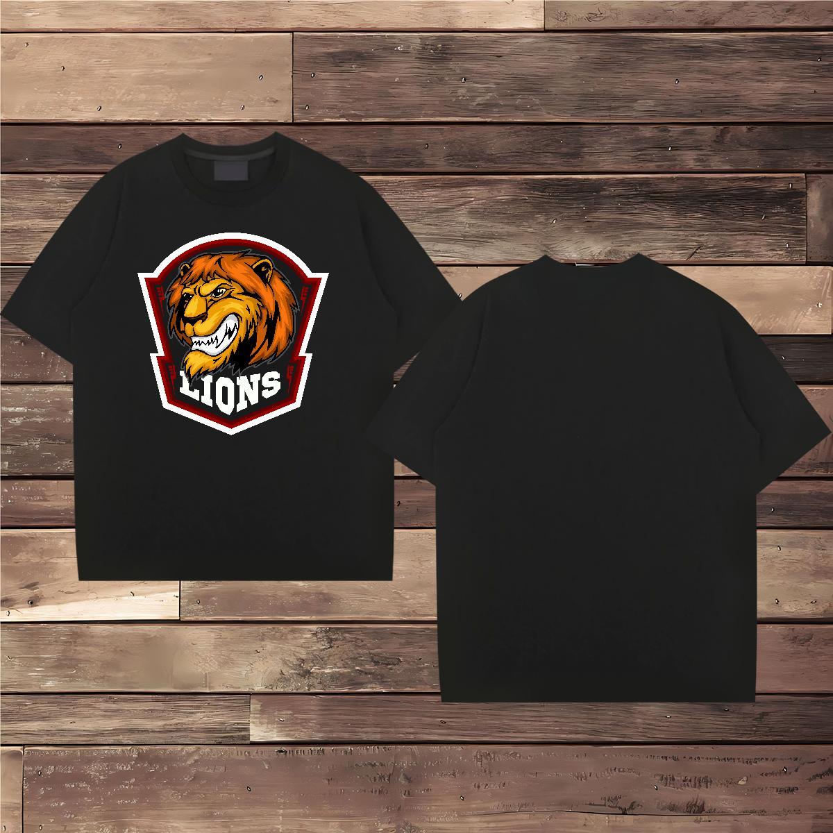 Designer Man T Shirts lion Short Sleeve O-Neck Casual Custom Cartoon 230g Pure Cotton Tshirt for Man Woman DIY Customized Tshirts