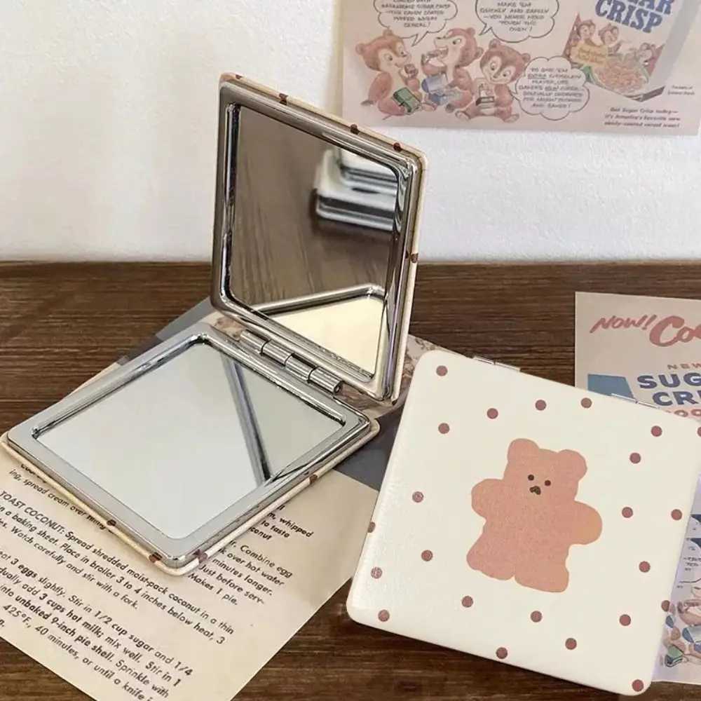 Cartoon Double-Sided Square Makeup Mirror Cute Little Bear Mini Cosmetics Mirror Portable Pocket Mirror Women Cosmetics Tools Y240819