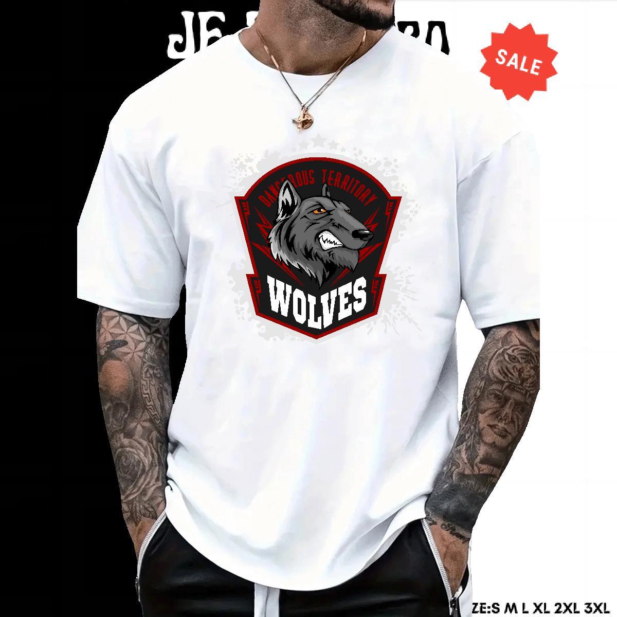 Designer T Shirts Men wolf Pure Cotton Street Wear Asian Size 230g 100% Cotton Tshirt for Man Woman DIY Top Tees