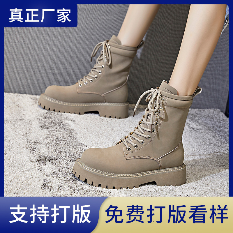 Ddmysports Genuine Leather Yellow Winter New Heels Thick Soles Martin Women S Casual And Versatile Short Boots For OUTDOOR