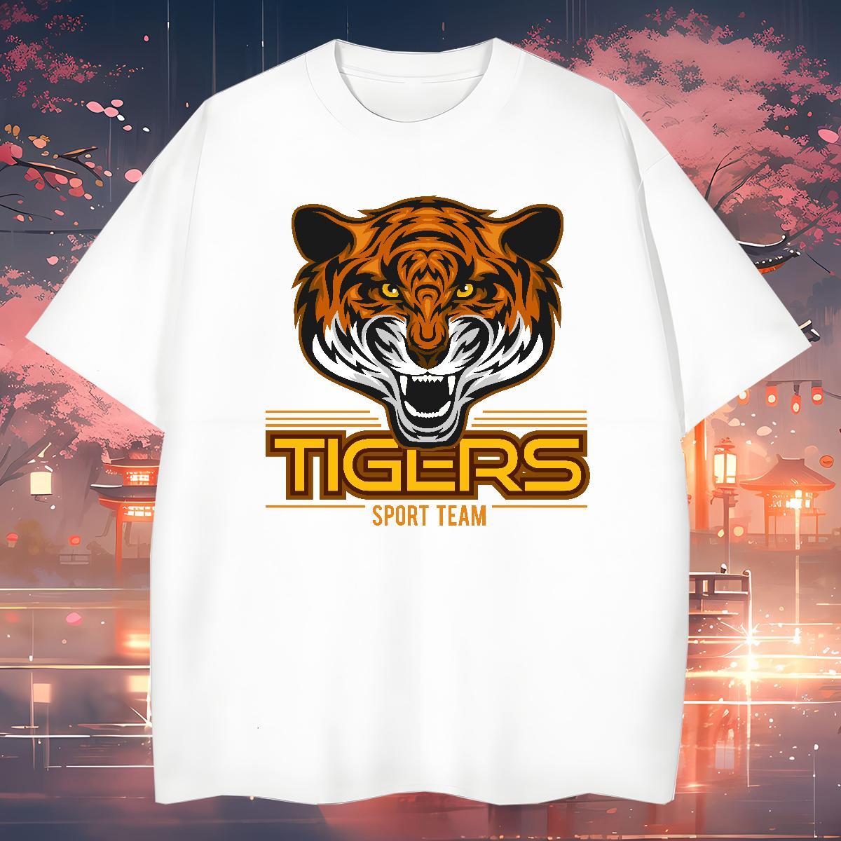 Customized Men Tops Tees tiger Beach 230g Cotton Polos Breathable Short Sleeve Comfortable T Shirt For Man Floral Print
