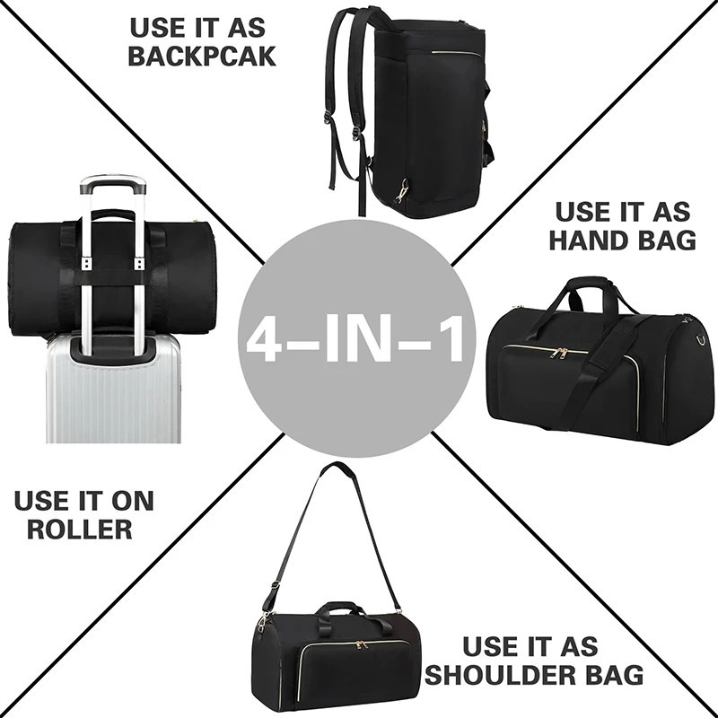 Folding Large Capacity 53L Luggage Travel Shoulder Bag Business Handbag Backpack Hanging Convertible Carrying Tote Bags 240819