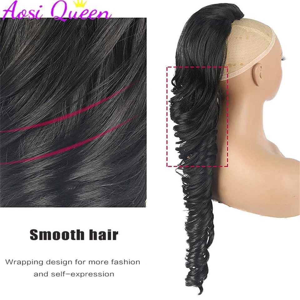 Synthetic ponytail with long curly hair large wavy brushed ponytail long hair high-temperature silk ponytail W240817