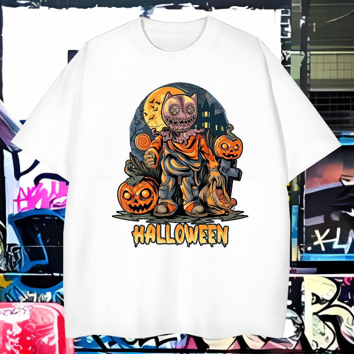 Fashion New Couples T Shirts halloween Street Casual 100% Cotton 230g Tops Shirt Breathable Crew Neck Designer Mens T Shirts Custom Anime