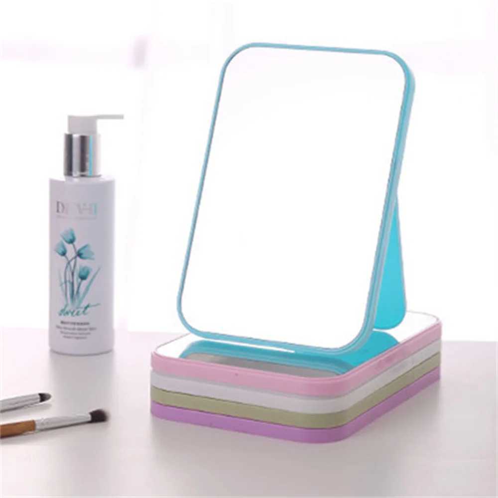 Desktop Makeup Mirror Simple Square Princess Dressing Mirror Contracted Folding Portable Cosmetic Mirror Y240819