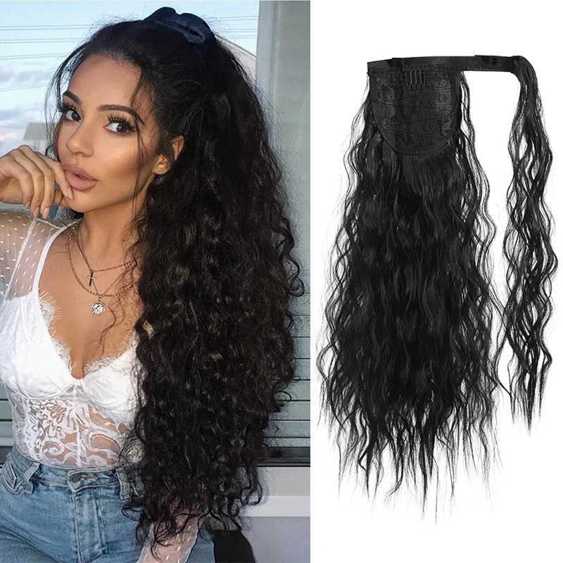 Corn wave ponytail extension pack long curly wave ponytail synthetic ponytail 18 inch female hair W240817