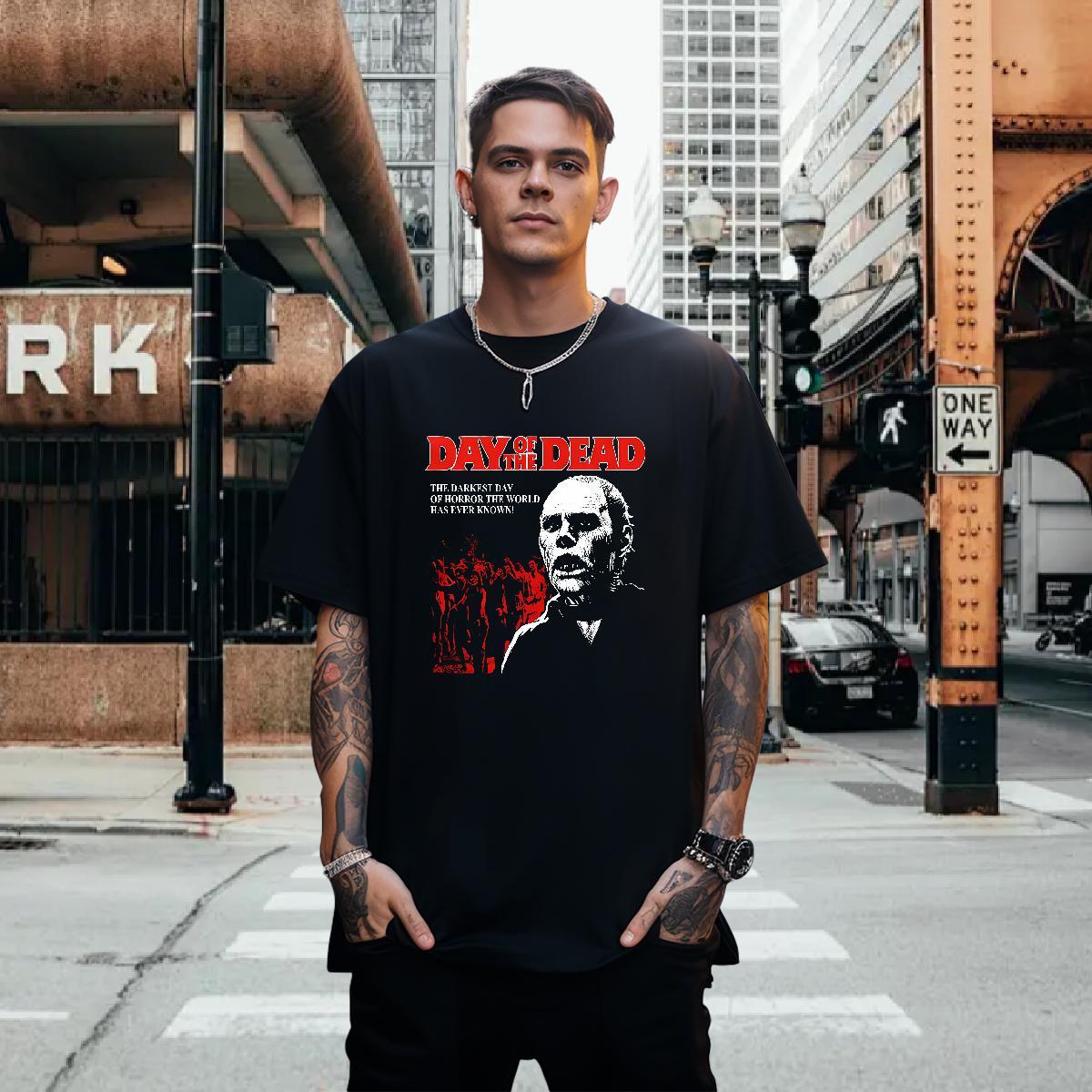 T Shirts Men 100% Cotton 230g scary Hip Hop Street O Neck Short Sleeves Black Oversized Tshirts Designer Fashion Free Shipping Polos