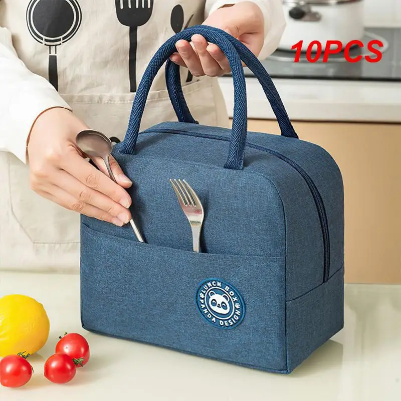 10PCS Portable Insulated Lunch Bag Cooler Bag Waterproof Oxford Ice Pack Lunch Box Camping Picnic Bag Camping Supplies Thermal 240819