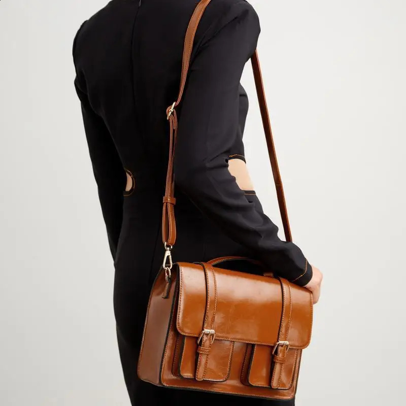 Womens Tote Large Capacity PU All-match Cover Commuting Crossbody Shoulder Messenger Bag 240819