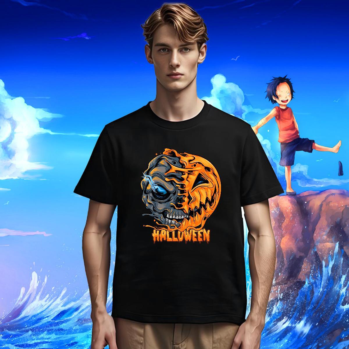 Custom Men Clothes T-Shirt pumpkin Casual Daily Wear 230g Pure Cotton Tops Tees O-Neck Short Sleeve Designer T-Shirts DIY Printed
