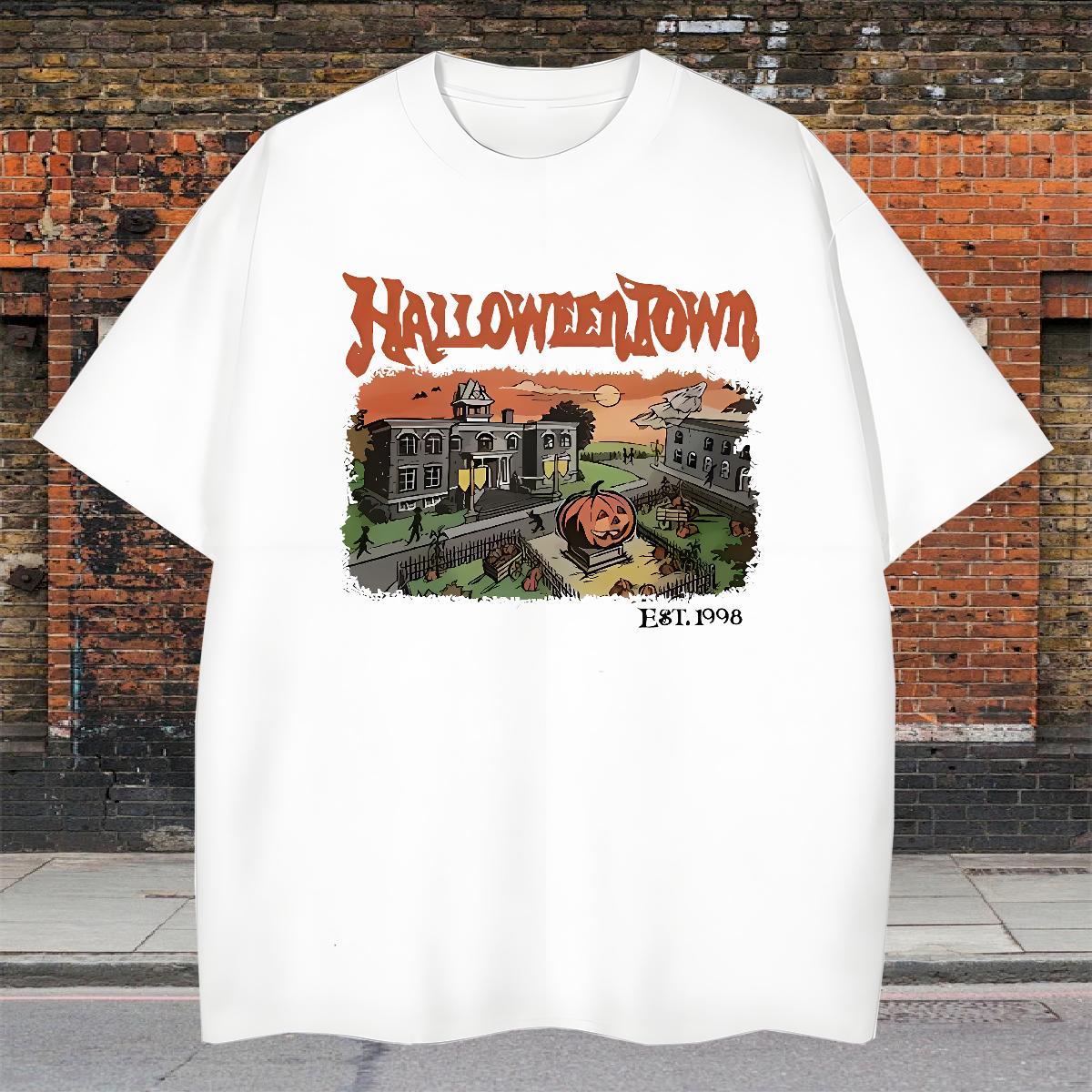 TOP Quality T shirt halloween Breathable Short Sleeve Home Outdoor Plus Size Cartoon 230g Pure Cotton Mens Tshirts New Tee Shirt