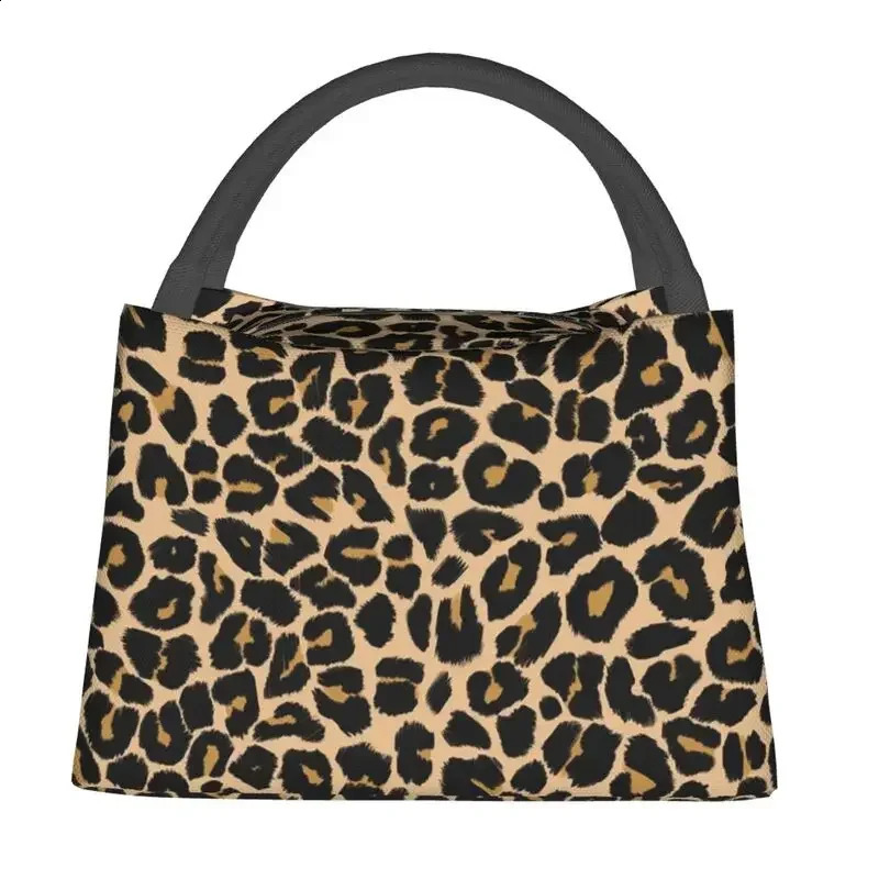 Leopard Skin Print Traditional Colours Insulated Lunch Bags for Women Animal Texture Resuable Cooler Thermal Food Lunch Box 240819