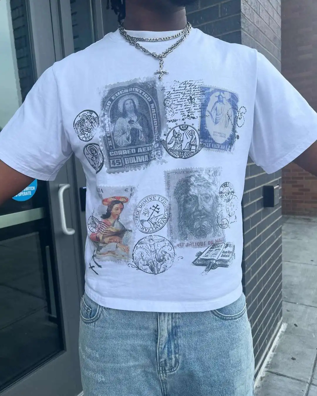 Harajuku retro graphic tshirt American high street oversized Gothic pro choice streetwear y2k top mens clothing 240819